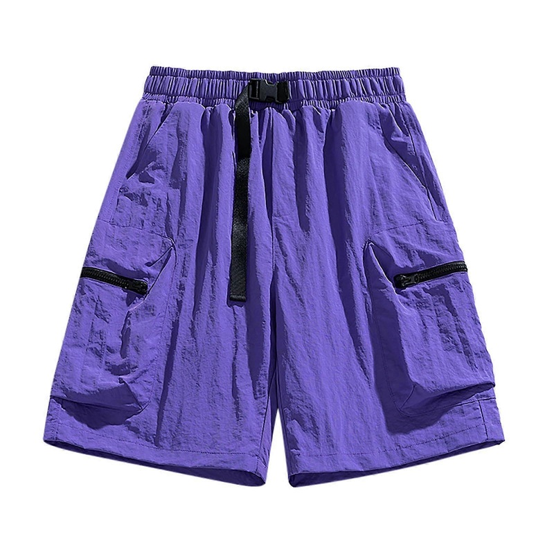 Herren Shorts Klein Sommer Eisseide Loose Fit Casual Sports Jogginghose Dark Purple Size L