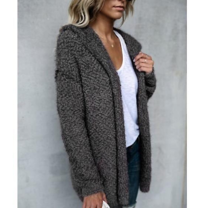 Women’s Cardigan Autumn And Winter New Design Hooded Tops, Women’s Mid-length Solid Color Coats, Outdoor Warm Plush Coats