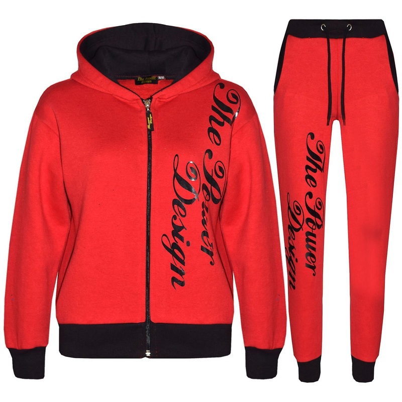 Unisex The Power Design Print Red Tracksuit