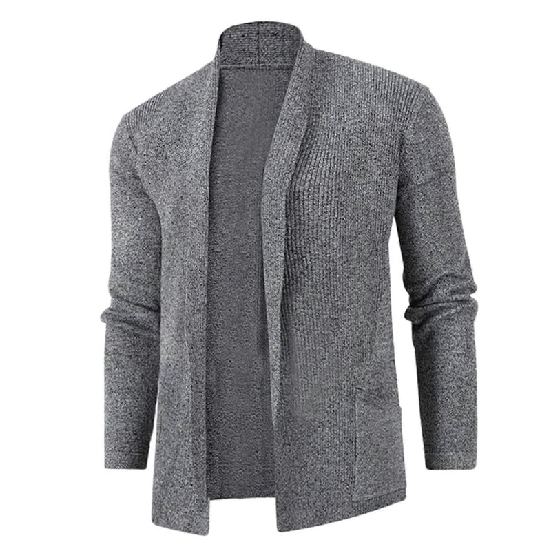 “Men’s Cardigan Zip-Up Sweater Jacket Fine Knit Long Sleeve Casual Winter Coat Lightweight Classic Gray XXL”