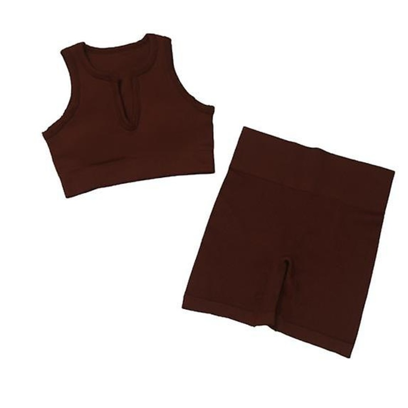 Women’s Yoga Wear Summer Hot Style High Quality Tight Hip Raise High Waist Shorts V-neck Vest Yoga Wear Set Large Size Sports Tights For Ladies
