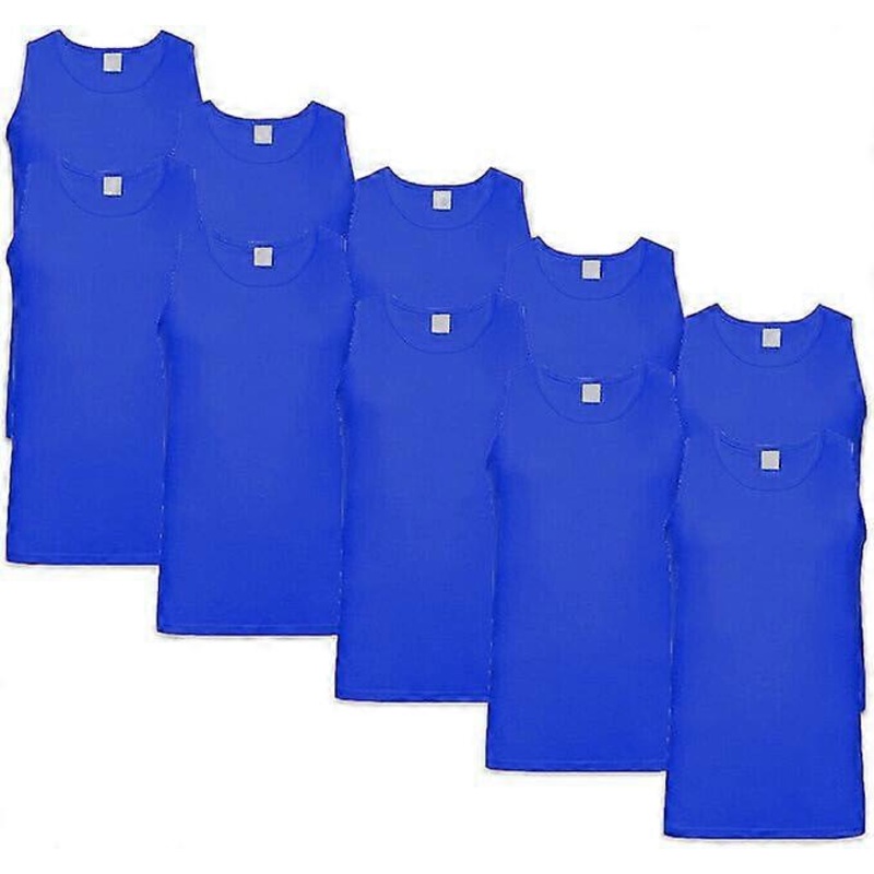 10 Pack Mens Cotton Blank Plain Basic Crew Neck Tank Top Singlet T-shirt Bulk Sleeveless Classic Regular Fit