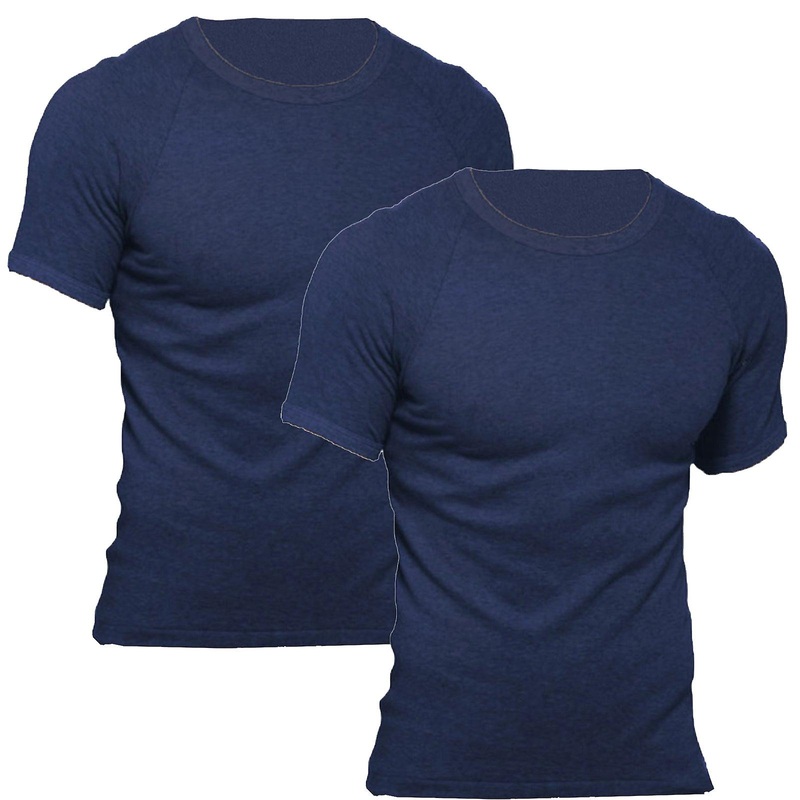 2 Pack Bonds Crew Neck Tee Raglan Blank Plain Basic Mens Navy Blue Tshirt Top
