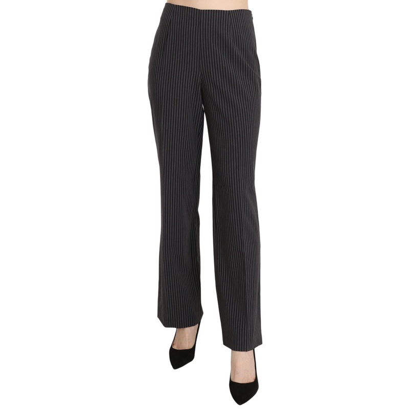 Black Striped Cotton Sretch Dress Trousers Pants