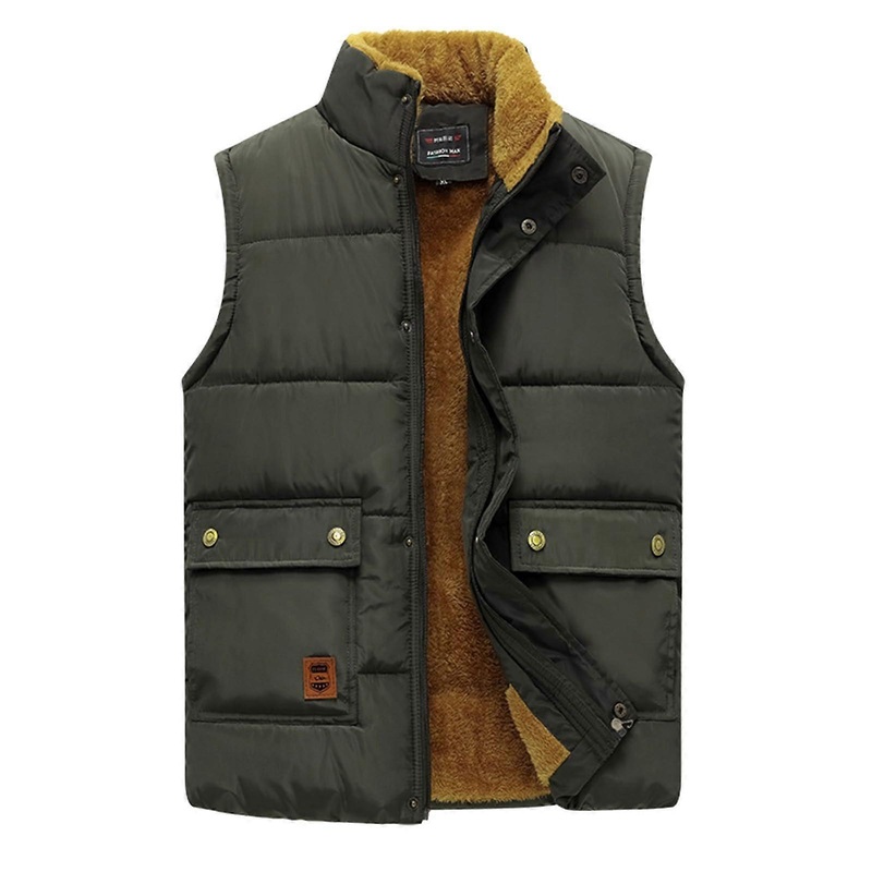 Men’s Vest Winter Warm Outdoor Vest Sleeveless Jacket with Standup Collar Insert Pockets Fleece Outdoor Vest Thermal Casual Fleece Jacket AG XL