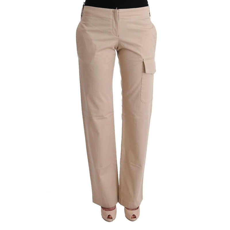 Beige Cotton Wool Regular Fit Pants