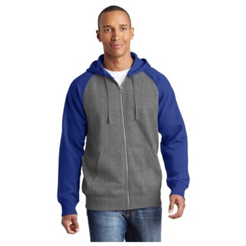 Sport-Tek ST269 Raglan Colorblock Full-Zip Hooded Fleece Jacket