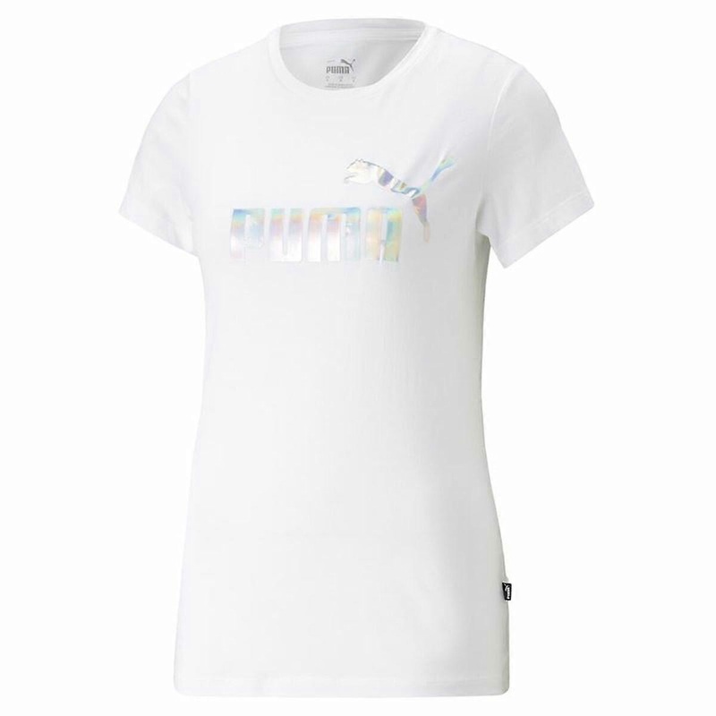 Womens Short Sleeve T-Shirt Puma Ess+ Nova Shine White