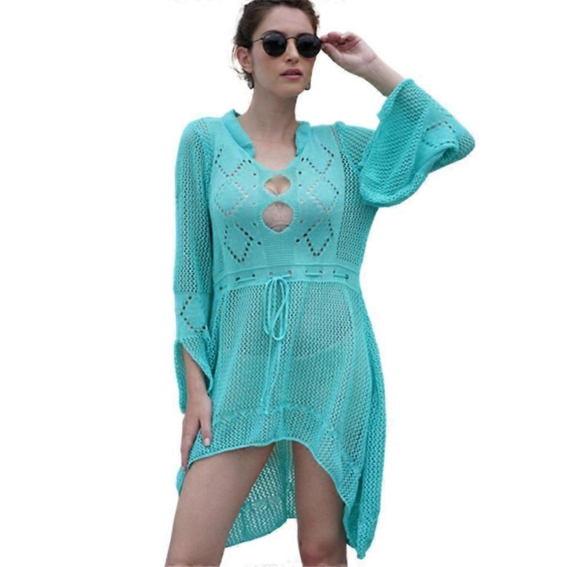 Women’s Sexy Crochet Knit Beach Overskirt Cutout Fishnet Fringe Maxi Dress Beachwear