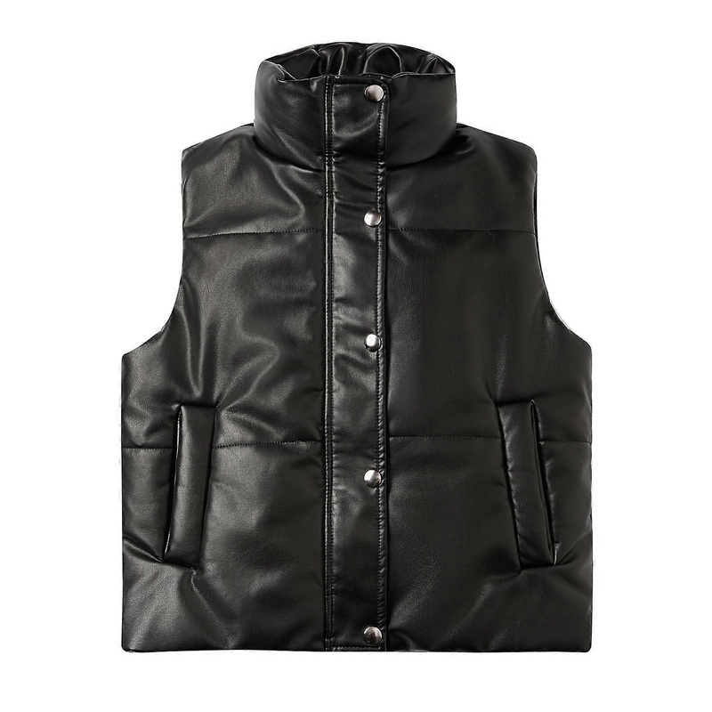 Autumn and Winter Women’s Sleeveless Padded Zipper Vest with Stand Collar, Lightweight Insulated Outerwear in Various Sizes