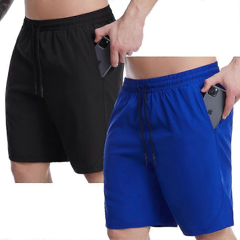 2-piece Training Running Quick-drying Sports Pants Fitness Pants Men’s Pocket Drawcord Basketball Shorts