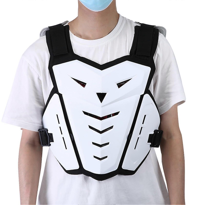 Motorcycle Vest for Shock Absorption, Breathable Material, White Color, Available in Multiple Sizes