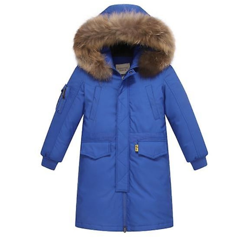 Winter Coat, Children’s New Arrival Down Jacket Boys Winter Mid-length Loose Thick Coat With Fur Collar, Teenagers’ Hooded Down Jacket