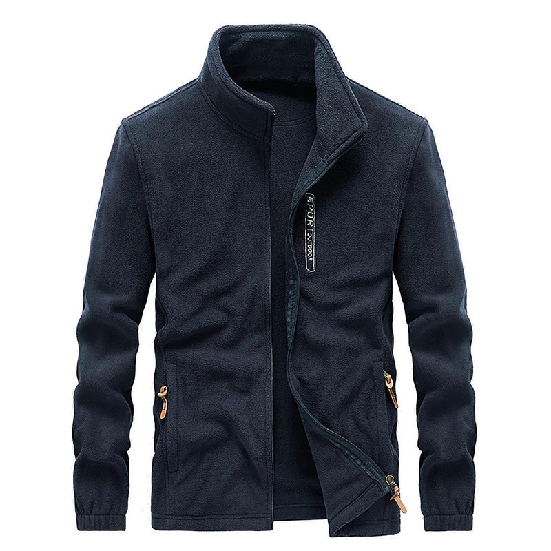 Winter Coat Men’s Wool Thick Fleece Lining Parka Outdoor Jacket A1 dark blue L