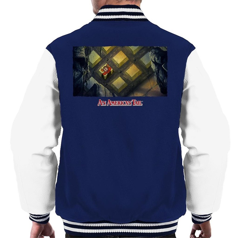 An American Tail Fieval Looking Down Distressed Men’s Varsity Jacket