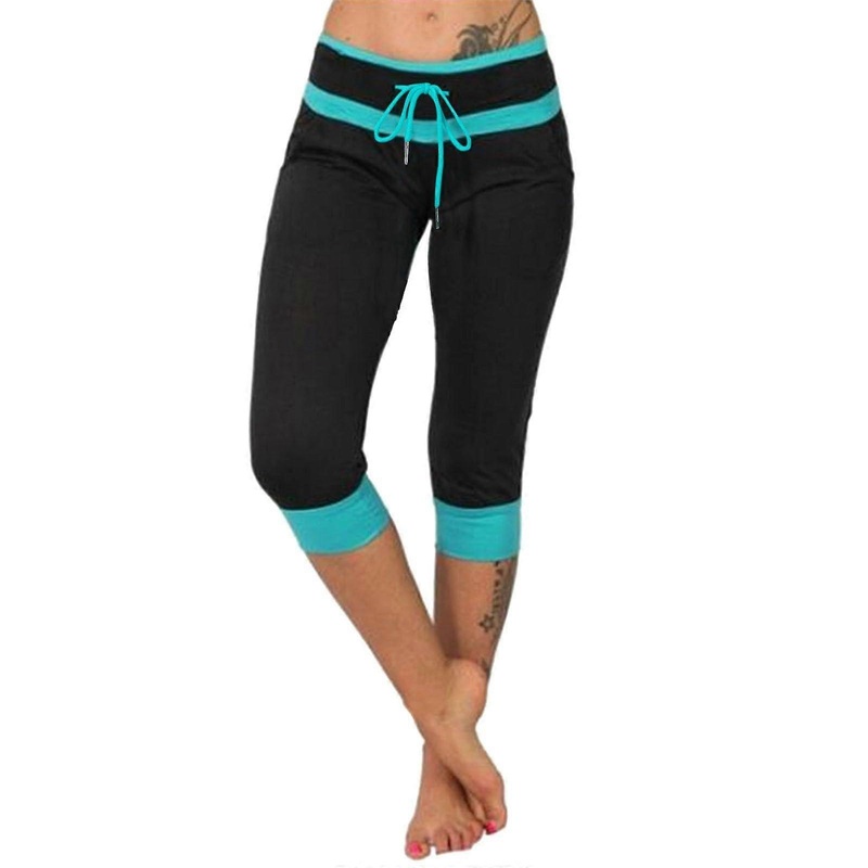 Women’s Bootcut Yoga Trousers 3/4  Waist Opaque Abdominal Control Slim Fit Flared Pockets Black M