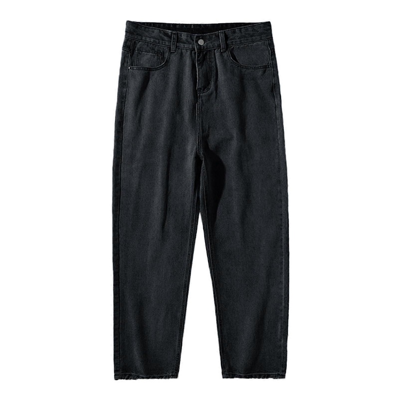 Baggy Hose Herren Wide Leg Denim Jeans Y2K Hip Hop Vintage Style Hohe Taille 3XL Schwarz Sporthose