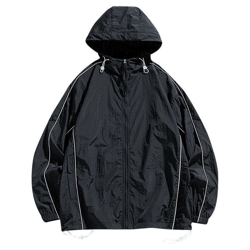 UV Clothing Men’s UPF 50 Sun Protection Jacket, Lightweight Bomber Jacket, Summer Softshell Jacket, Cycling Jacket, Hiking Jacket, Black, 3XL