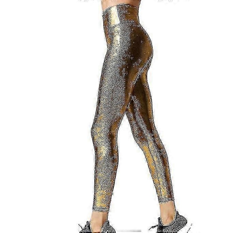 Women’s Metallic Leggings Shiny Trousers High Waist Leggings – Anyou