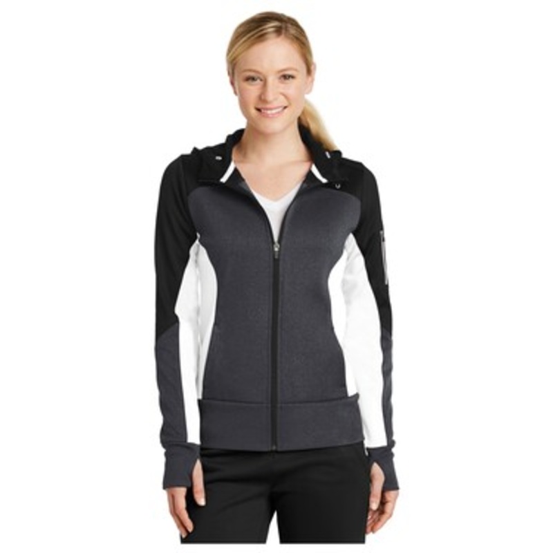 Sport-Tek LST245 Women’s Tech Fleece Colorblock Full-Zip Hooded Jacket