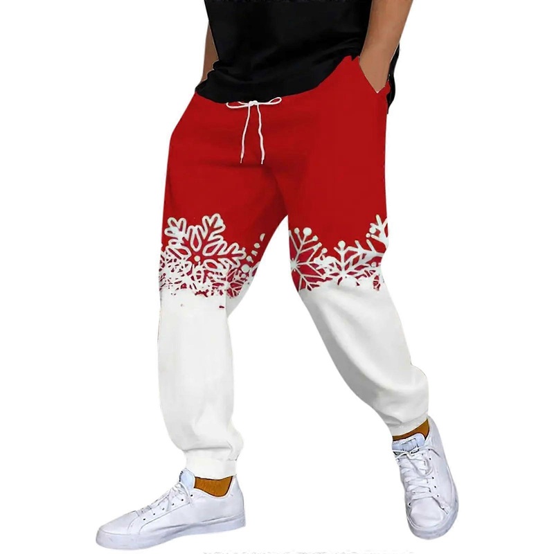 Chino Trousers Mens Christmas 3D Print Jogging Bottoms Large Size Watermelon Red Baggy Leisure Sweatpants XL