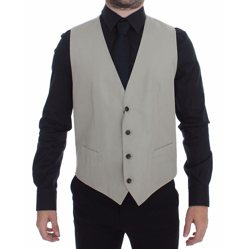 Beige Cotton Silk Blend Dress Vest Blazer