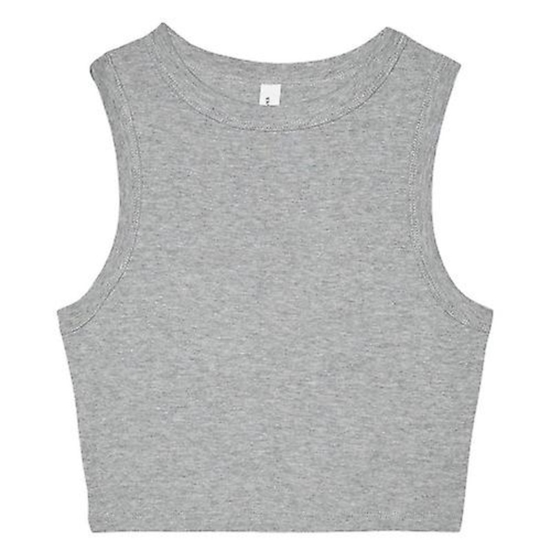 Bella + Canvas Womens/Ladies Heather Micro-Rib Cropped Muscle Tank Top