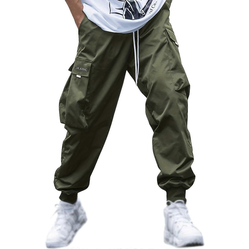 Cargohose Herren XL Army Green Mehrtaschen Sporthose Leichte Jogginghose Mit Elastischer Taille Und Kordelzug