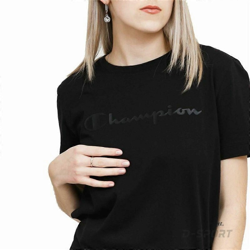 Womens Short Sleeve T-Shirt Champion Crewneck  Black