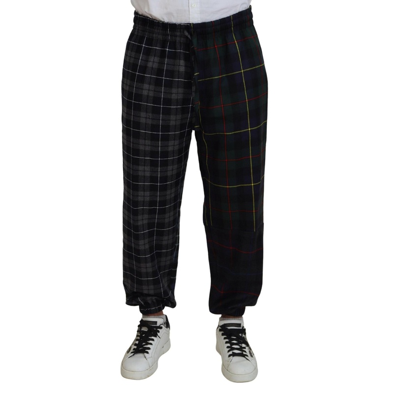 Dolce & Gabbana Multicolor Checkered Wool Men Jogger Pants