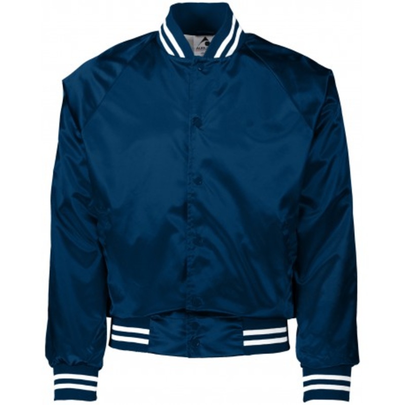 Augusta Drop Ship 3610 Unisex Striped Trim Satin Baseball Jacket | Augusta Sportswear 3610
