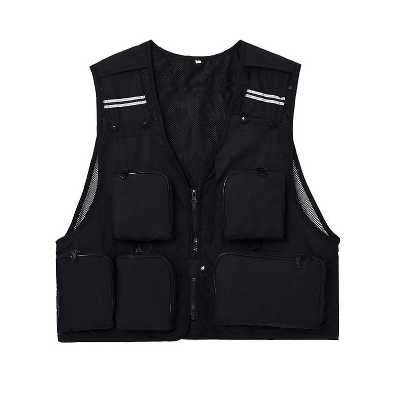 Summer Casual Mesh Multi Pocket Vest Men Outdoor Fishing Tool Vest Women Sleeveless Jacket Photograp