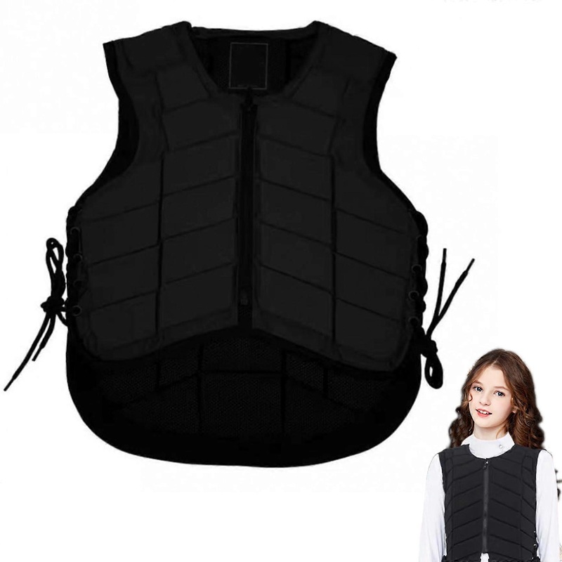 Rider Padded Riding Vest Safety Vest with Adjustable Rope and Zipper for Boys and Girls 41-49 Inches