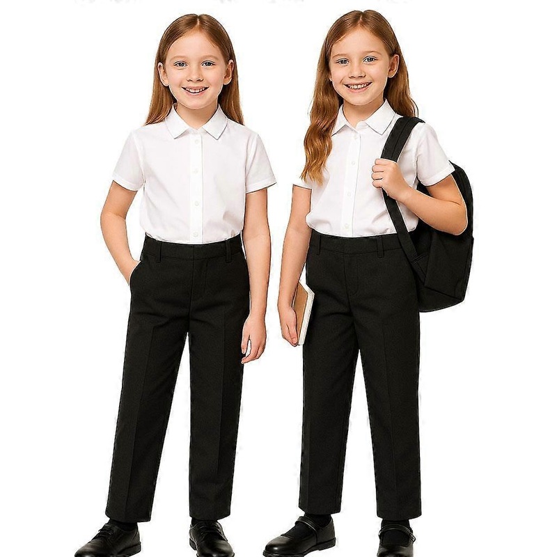 A2Z 4 Kids Girls Teen 2 Pack School Pants Teflon Coated Half Elasticated Pants