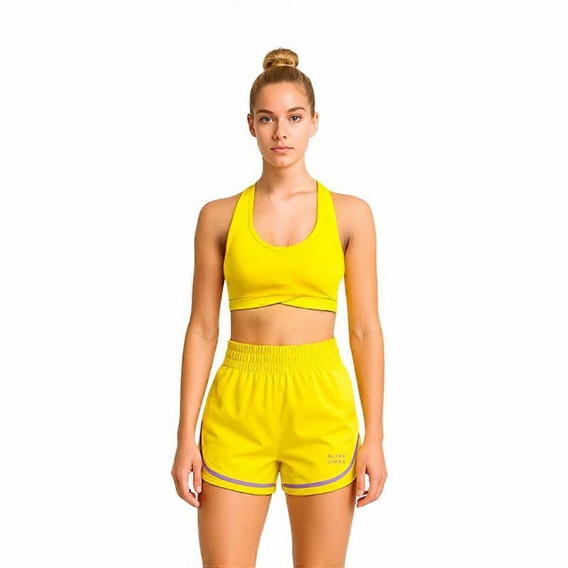 Womens Sports Top Black Limba Yellow Fitness