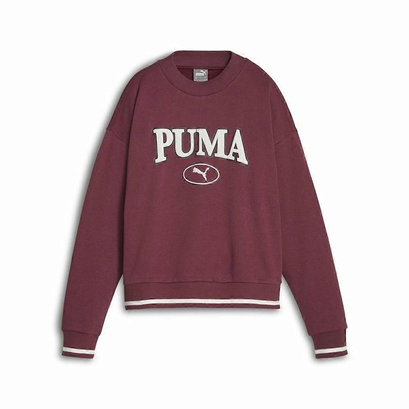 Womens Sweatshirt without Hood Puma Squad Crew Fl Dark Red