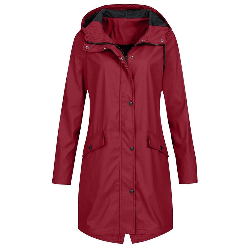 Women’s Breathable Lined Hiking Long Wind Jacket Windbreaker Raincoat Transition Jacket Bicycle Large Sizes Rain Parka Women’s Jacket A1002Red 3XL