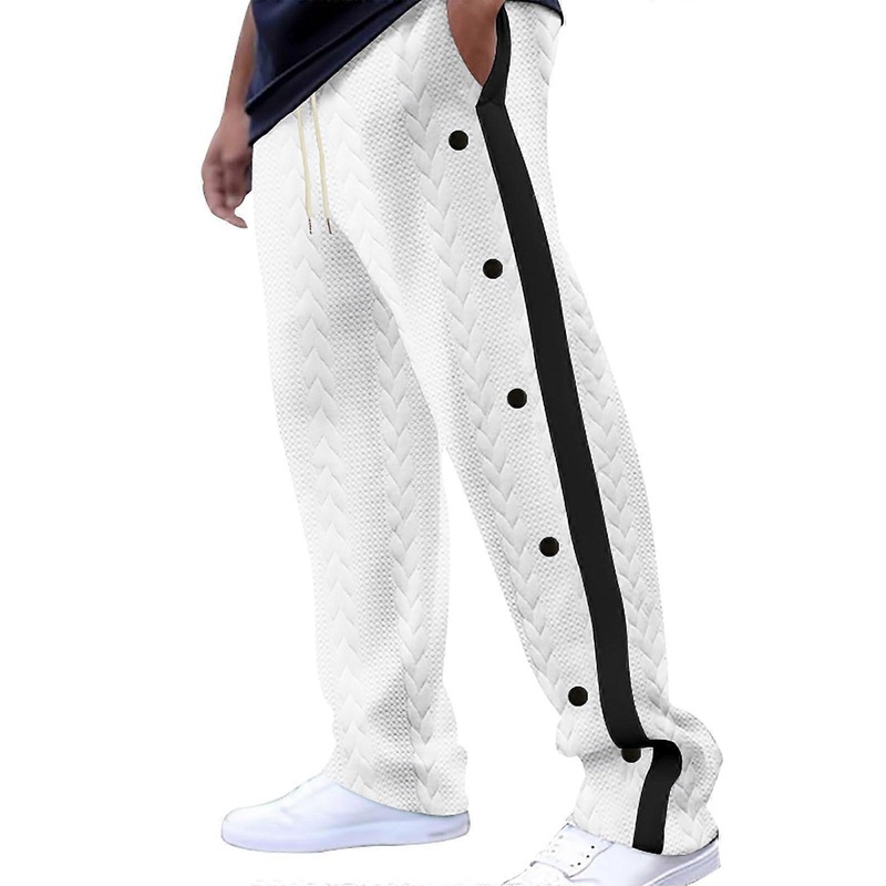 Reha Hose Herren Jogginghose 3XL Wei Atmungsaktive Trainingshose Mit Knpfen Sweatpants Fr Basketball und Sport