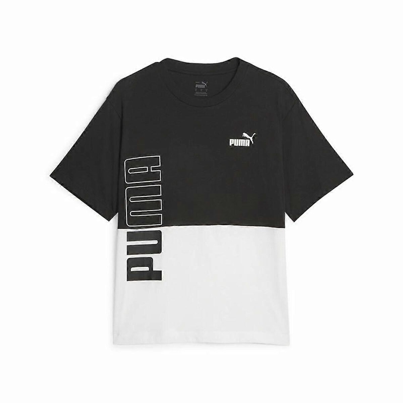 Womens Short Sleeve T-Shirt Puma Power Colorblock White Black