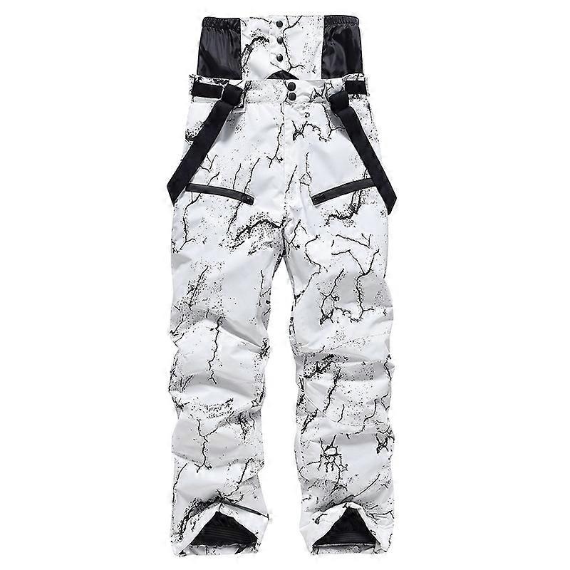 Alpine Ski Pants Men And Women Winter Warm Windproof Snowboard Pants Waterproof Breathable Ski Snow Pants – White Printing