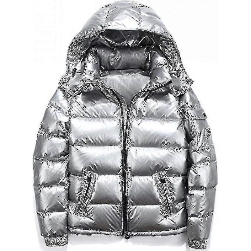 Shiny Down Jacket Men’s Winter Jacket Stand Collar Down Jacket With Hood