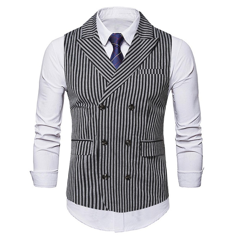 Cloudstyle Men’s Casual Pinstripe Lapel Slim Suit Vest