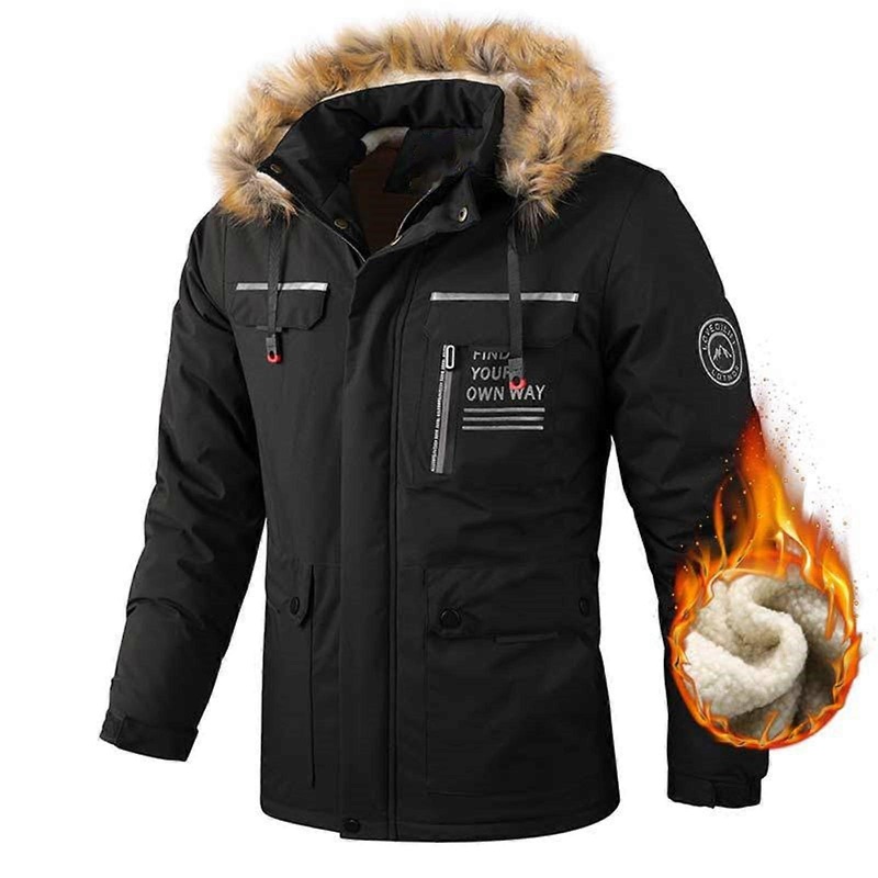 Winter Jacket Men’s Thick Transition Coat Parka Leisure Outdoor Lightweight Softshell Black XL