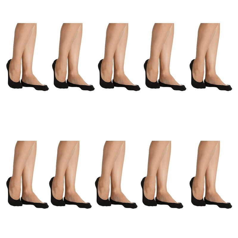 X10 Sheer Relief Soft Cushion Footlet Low Cut No Show Women Socks Black H33108