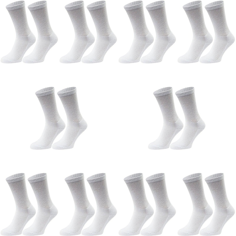 10 Pair Rio Active Crew Cotton Rich Mens Business Sports White Socks Bulk S7266w