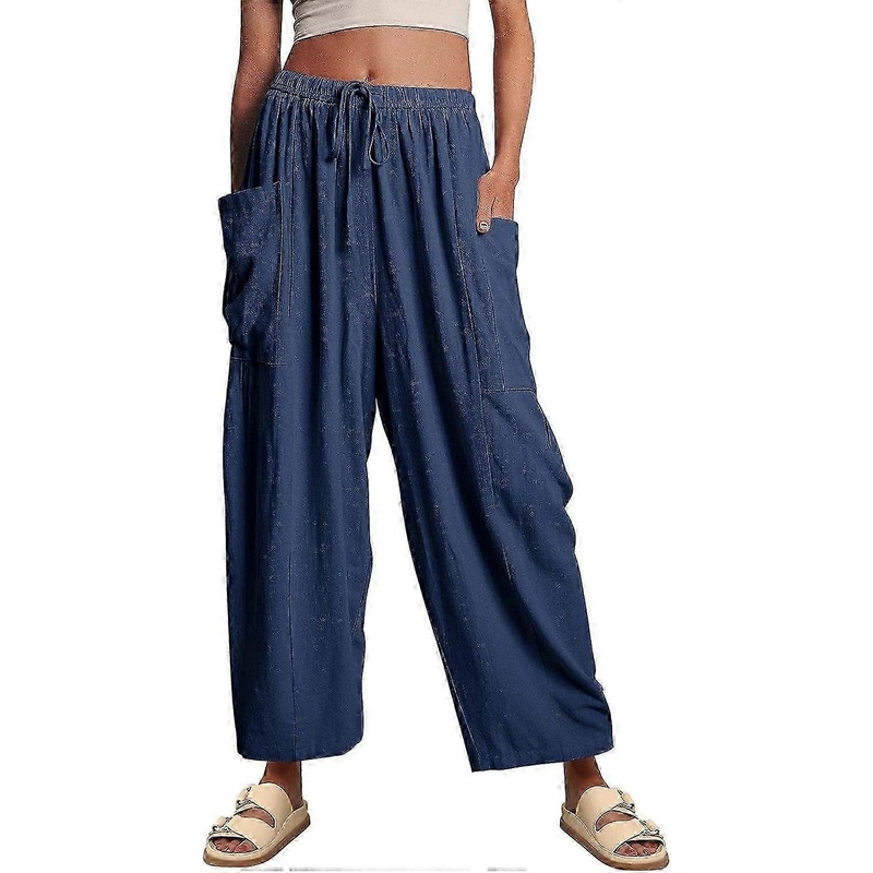 Women’s Linen Wide Leg Pants 2023 Summer Casual Loose Beach Palazzo Harem Pants