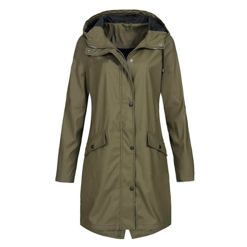 Waterproof Jacket for Women Lightweight Zipper Solid Color Long Rain Jacket Ref: 7231