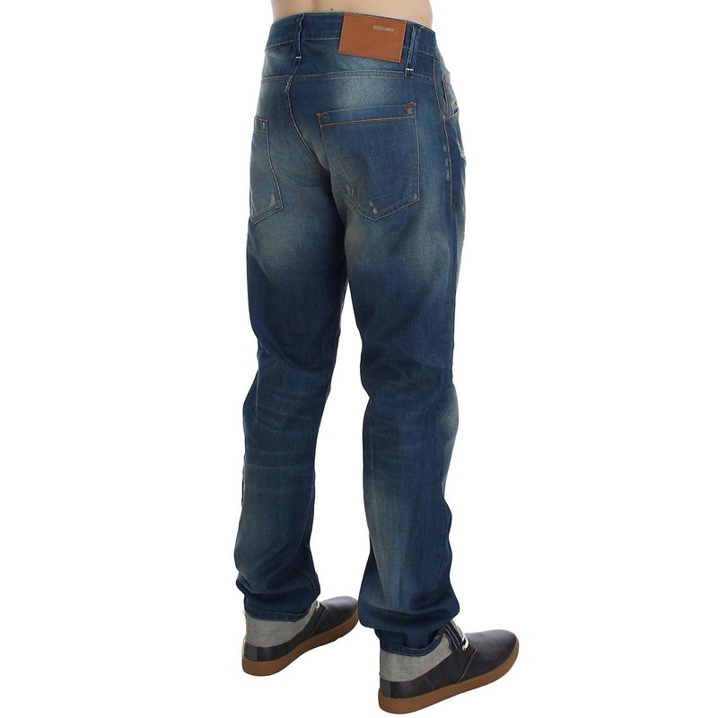 Blue Wash Denim Cotton Stretch Baggy Fit Jeans