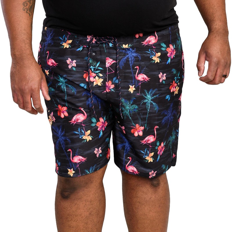 D555 Mens Campton Big Tall Kingsize Flamingo Print Swimming Swim Shorts