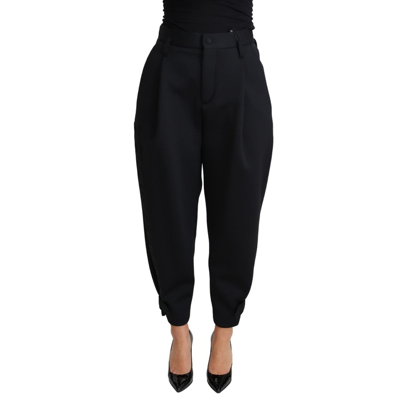 Dolce & Gannana Black Cropped Dress High Waist Polyester Pants